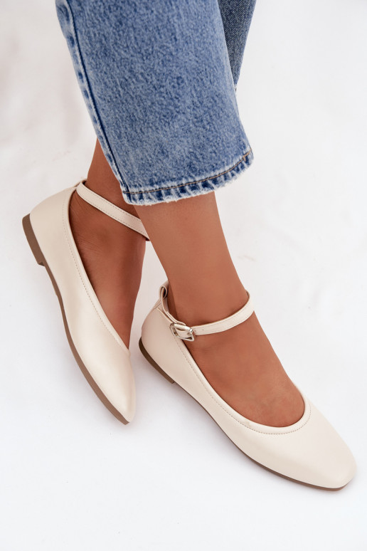Ballerine Femminile con cinghie I con fibbie beige Janelor