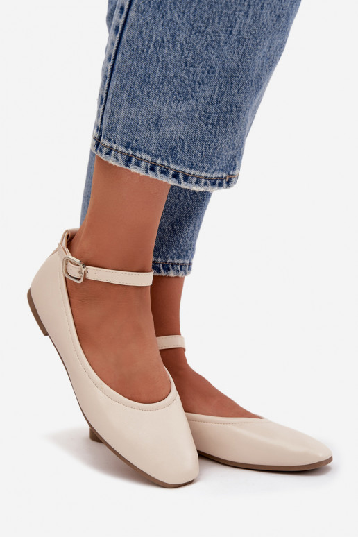 Ballerine Femminile con cinghie I con fibbie beige Janelor