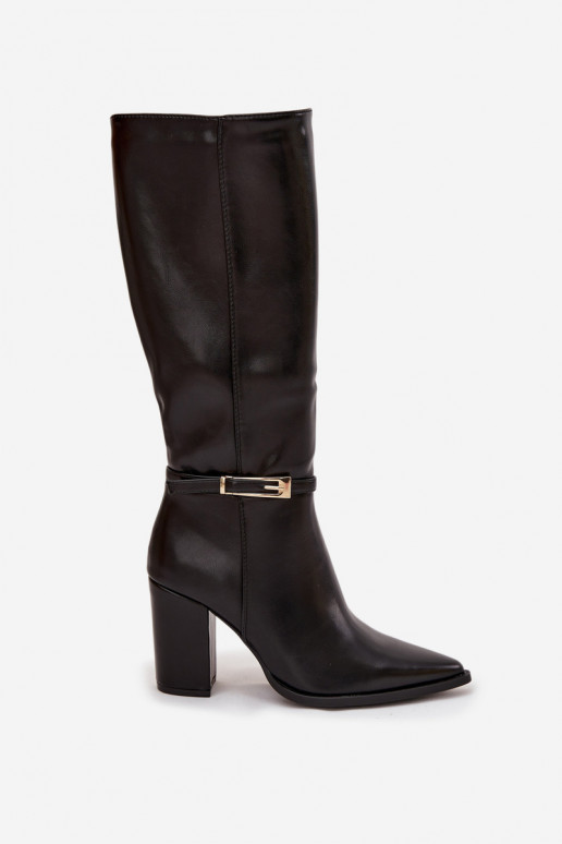 stivali da donna con i tacchi con fibbie riscaldamento colore nero Cirella