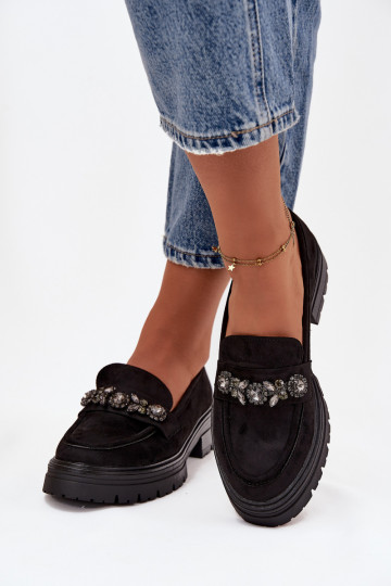 mocassini da donna con gli occhi lucenti in ecopelle scamosciataoAe colore nero Lavisse 2