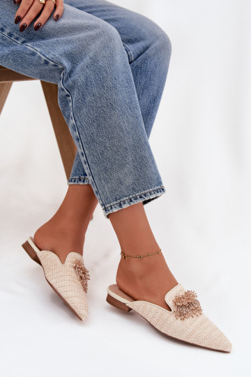 Pantofole da donna con ornamenti beige Katrine