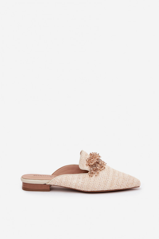Pantofole da donna con ornamenti beige Katrine
