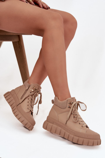 Femminile riscaldamento Stivali scarpe con una piattaforma colore marrone Carenna