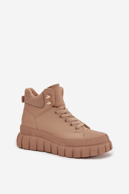 Femminile riscaldamento Stivali scarpe con una piattaforma colore marrone Carenna