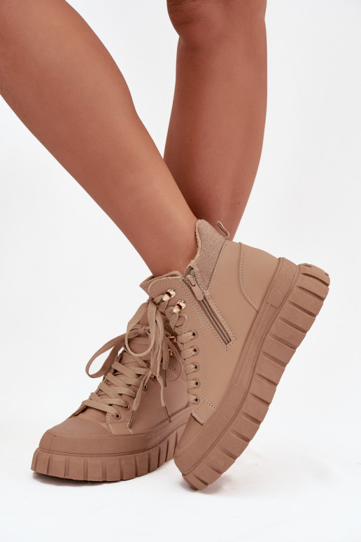 Femminile riscaldamento Stivali scarpe con una piattaforma colore marrone Carenna