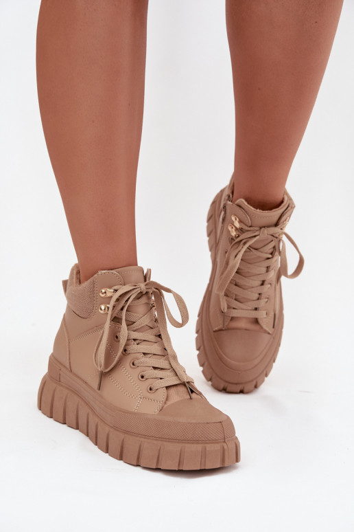 Femminile riscaldamento Stivali scarpe con una piattaforma colore marrone Carenna