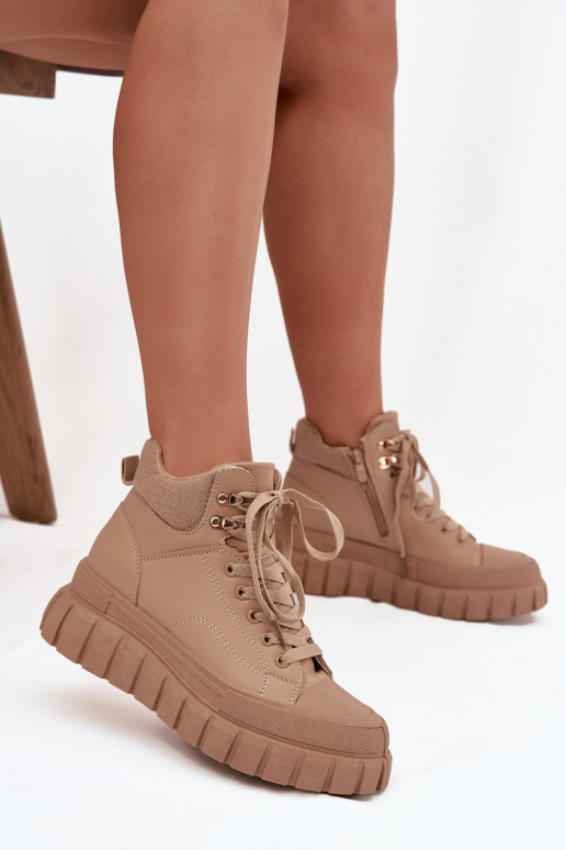 Femminile riscaldamento Stivali scarpe con una piattaforma colore marrone Carenna