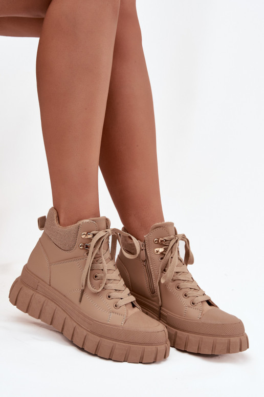 Femminile riscaldamento Stivali scarpe con una piattaforma colore marrone Carenna