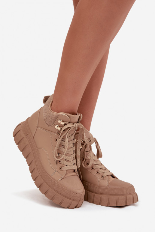 Femminile riscaldamento Stivali scarpe con una piattaforma colore marrone Carenna