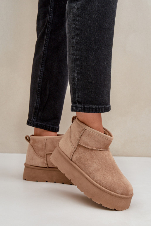 Femminile Stivali da neve con una piattaforma beige Ninala