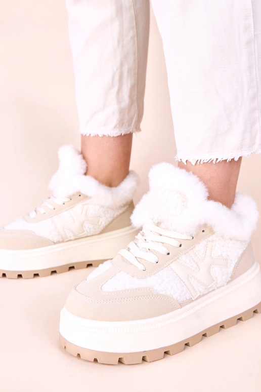 Sneaker color sabbia foderate in...