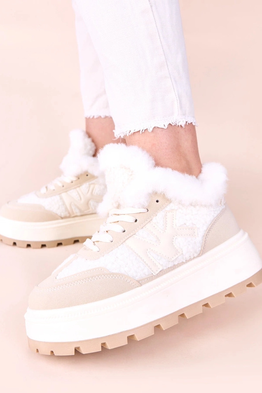 Sneaker color sabbia foderate in...