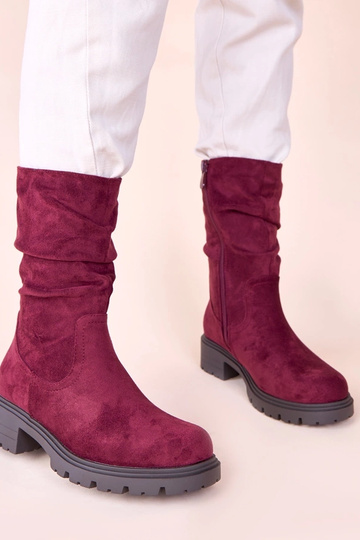 Stivaletti bordeaux con platform e pieghe Malha 2