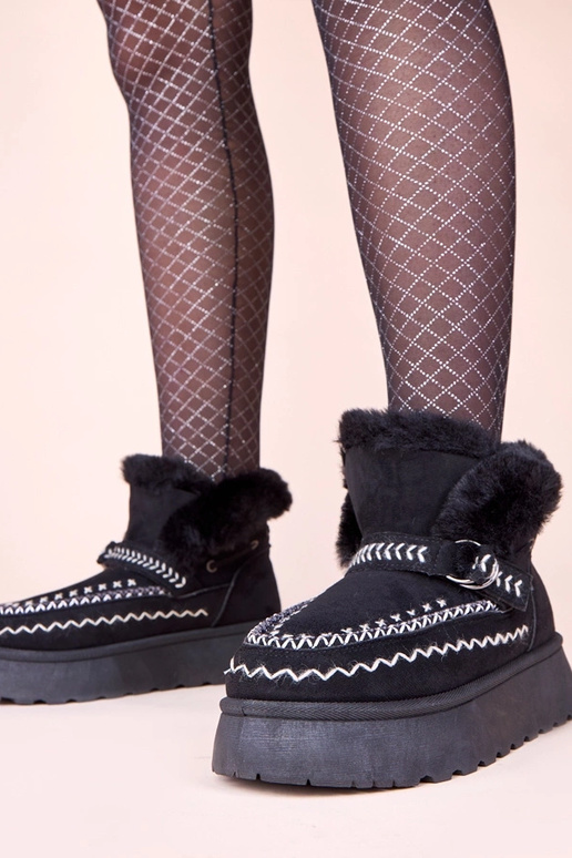 Stivali da neve neri con applicazione...