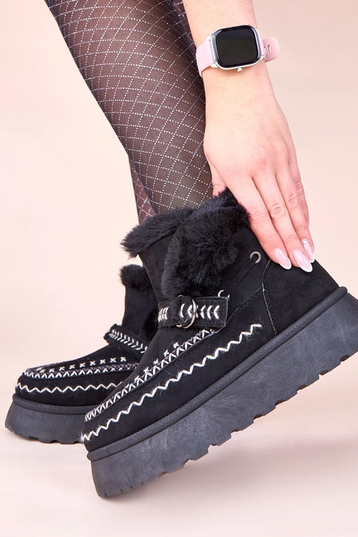 Stivali da neve neri con applicazione...