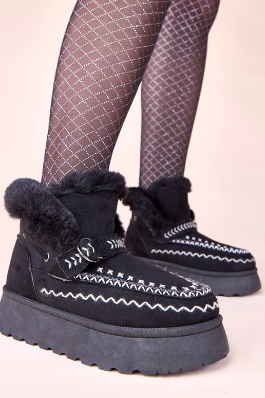 Stivali da neve neri con applicazione...