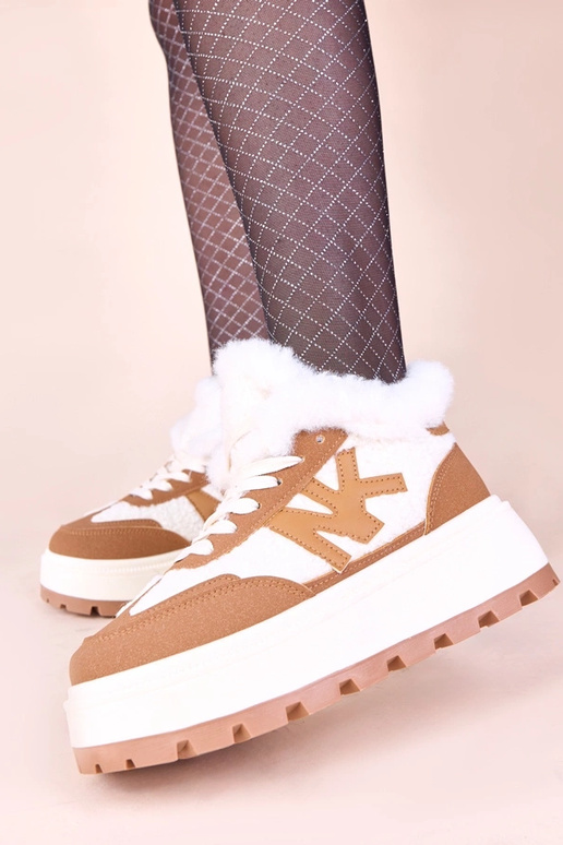 Scarpe sportive marroni foderate in...