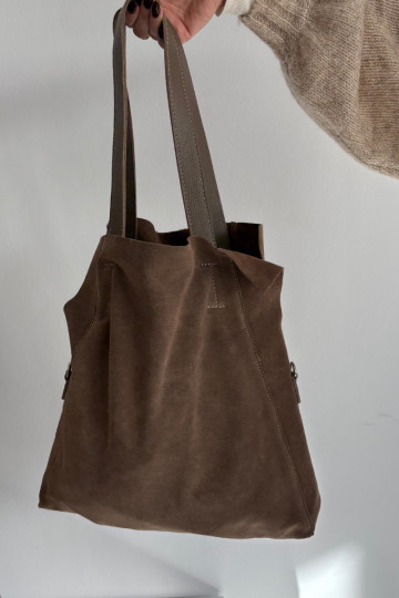 Borsa in ecopelle scamosciata sabbia scuro Miraya