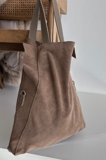 Borsa in ecopelle scamosciata sabbia scuro Miraya 2