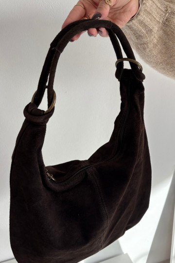 Borsa in ecopelle scamosciata color cioccolato Floriah
