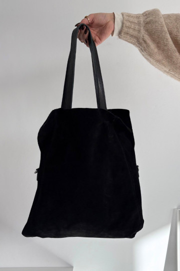 Borsa in ecopelle scamosciata nera Miraya