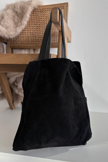Borsa in ecopelle scamosciata nera Miraya 2