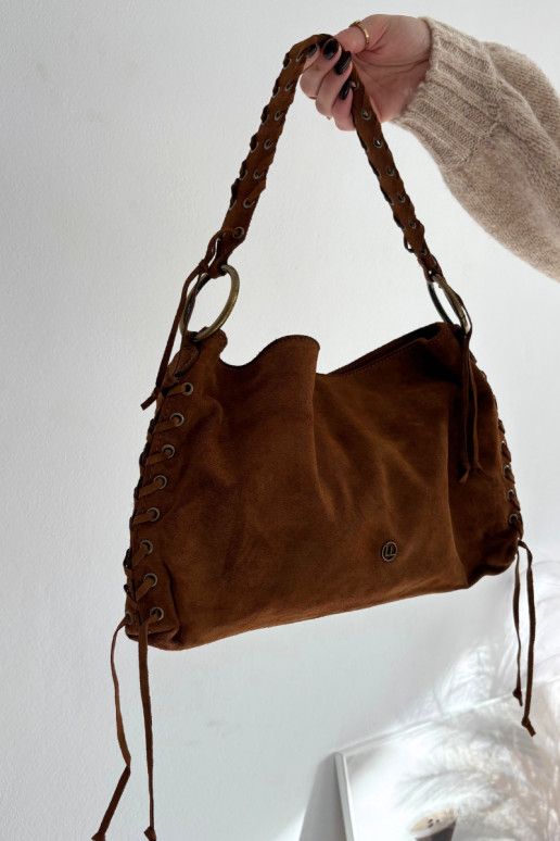 Skórzana dalla pelle scamosciataoAa Palmare Con decorazioni Allacciaturam colore marrone Janelis