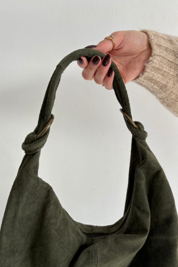 Borsa in suede naturale verde scuro Floriah
