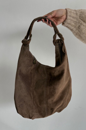 Borsa in suede naturale color sabbia scuro Floriah