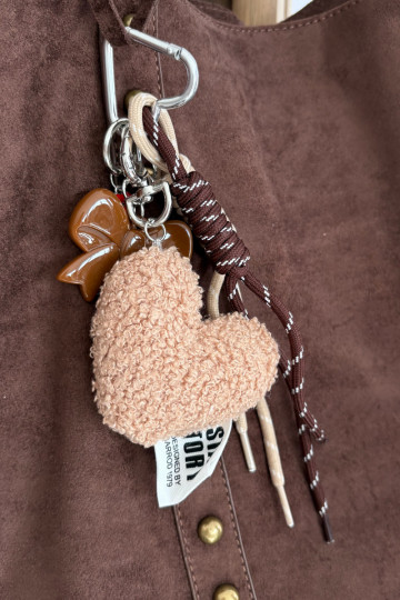 Breloczek Do Torebki Kluczy con i cuori con nastri Jaysa
