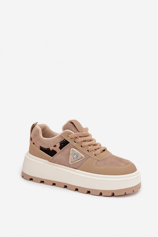 riscaldamento Scarpe modello sneakers Femminile con una piattaforma beige Florinda