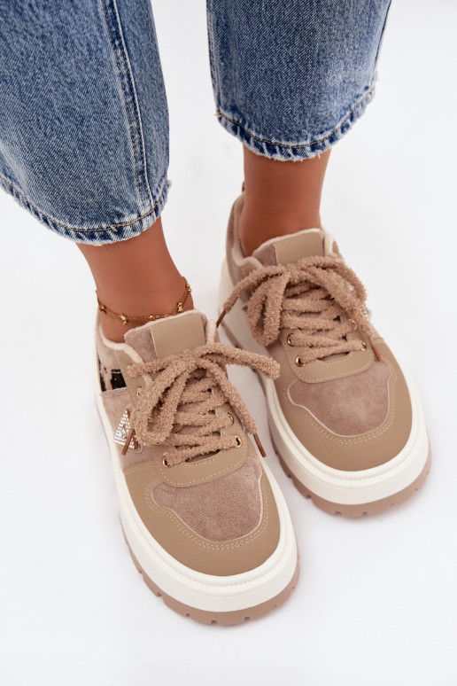 riscaldamento Scarpe modello sneakers Femminile con una piattaforma beige Florinda