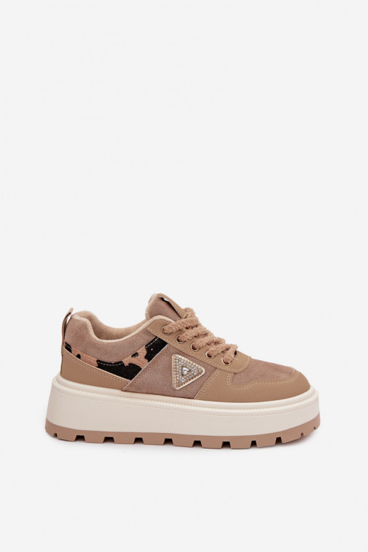 riscaldamento Scarpe modello sneakers Femminile con una piattaforma beige Florinda