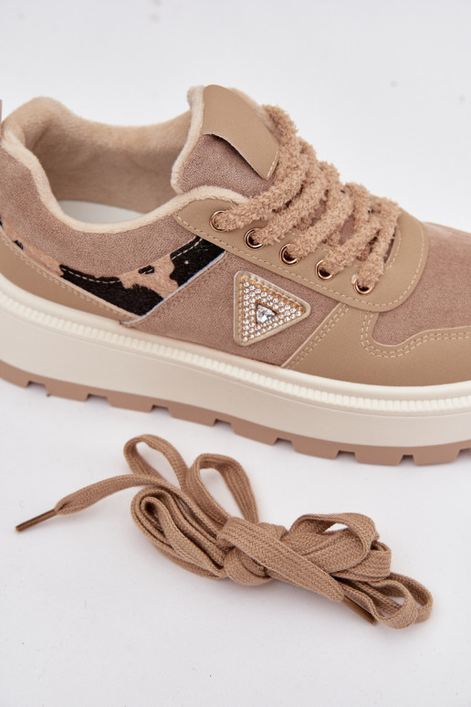riscaldamento Scarpe modello sneakers Femminile con una piattaforma beige Florinda