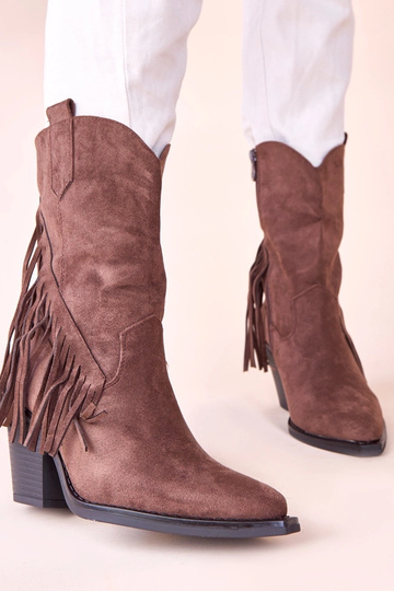 Stivali da cowboy marroni con frange Elama