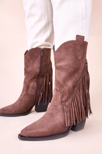 Stivali da cowboy marroni con frange Elama 2