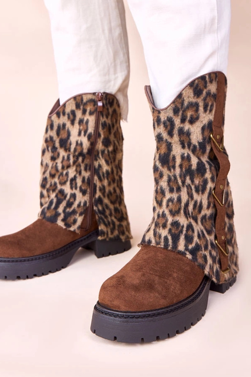 Stivaletti marroni con gambale a...