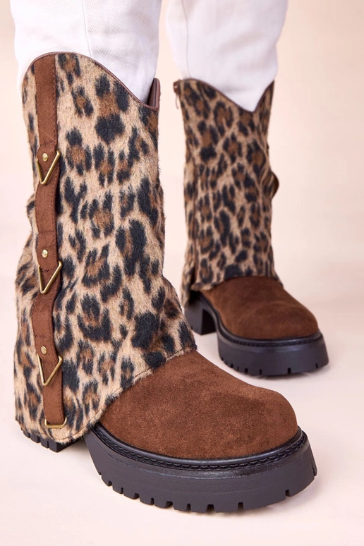 Stivaletti marroni con gambale a...