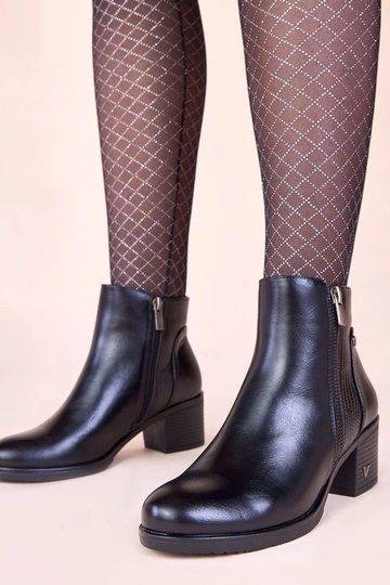 Stivaletti neri con tacco e gambale decorativo Keiria