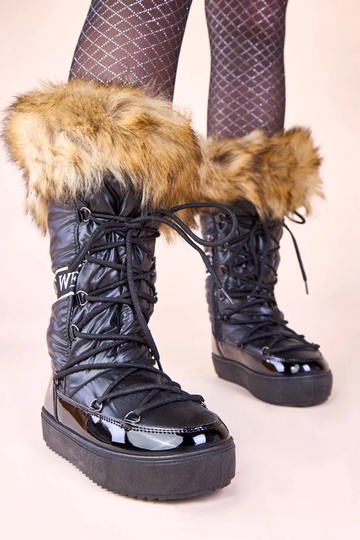 Stivali eskimo neri con pelliccia Malida