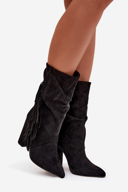 Stivali da donna con frange I Deverszczeniem riscaldamento colore nero Darlina