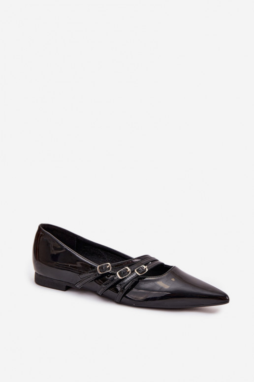 Ballerine laccate con strisce colore nero Palenna