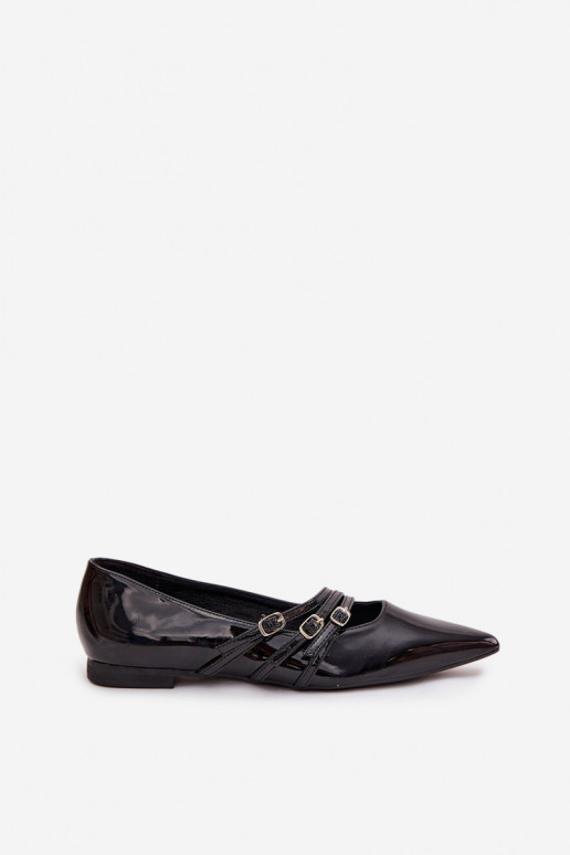 Ballerine laccate con strisce colore nero Palenna