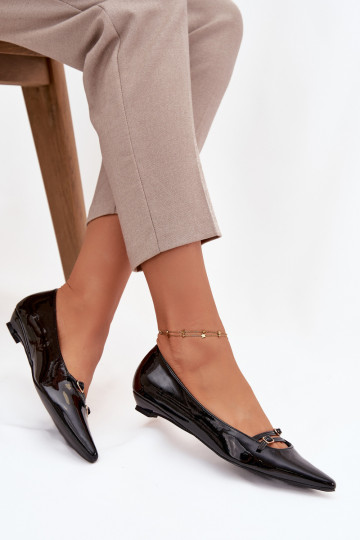 Ballerine verniciate con cinturini neri Zarelia