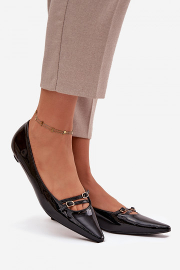 Ballerine verniciate con cinturini neri Zarelia 2