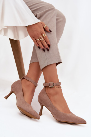 scarpe col tacco alto Scarpein ecopelle scamosciatau beige Devoria