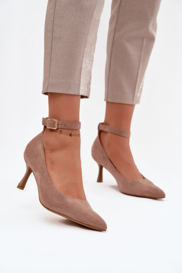 scarpe col tacco alto Scarpein ecopelle scamosciatau beige Devoria 2