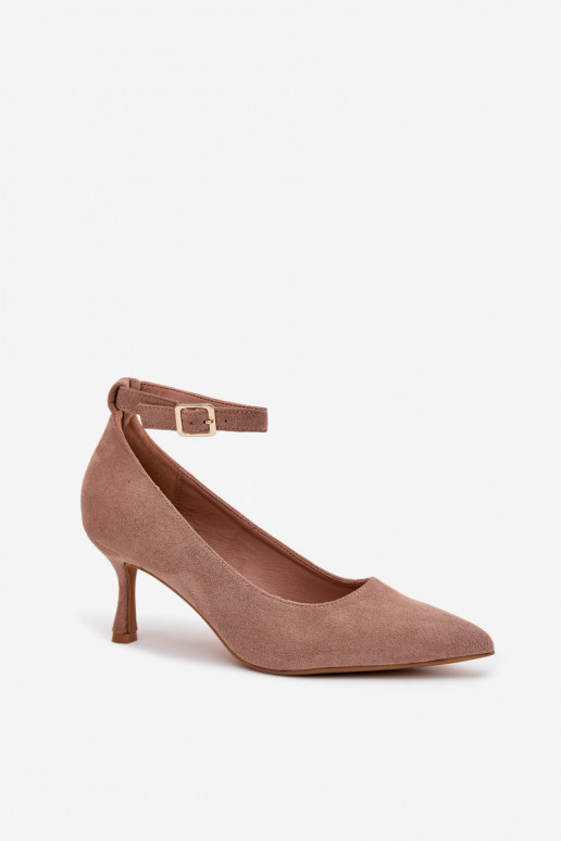 scarpe col tacco alto Scarpein ecopelle scamosciatau beige Devoria