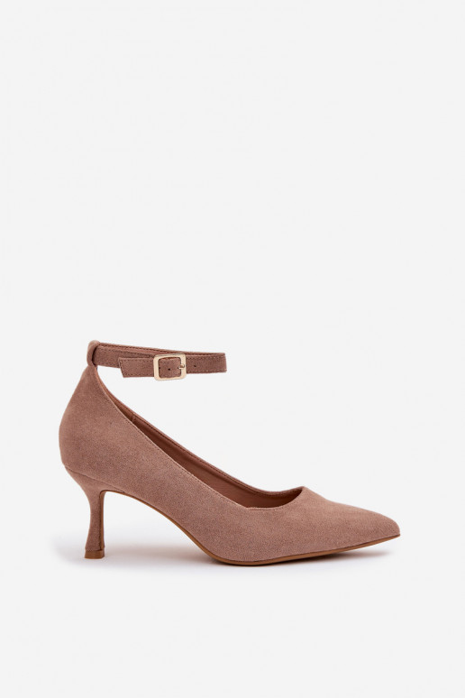 scarpe col tacco alto Scarpein ecopelle scamosciatau beige Devoria