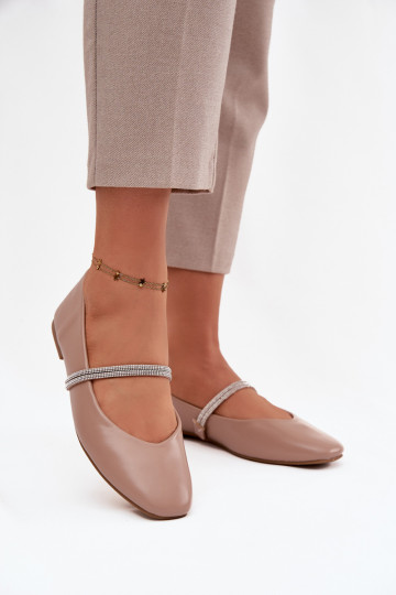 Ballerine da donna con nastri lucidi color sabbia Ilirene